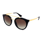 Prada // Women's PR23SS-1AB0A7 round Cat Sunglasses // Black + Gold