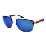 Men's PS60US-QFP9P1 Sunglasses // Silver + Blue Mirror