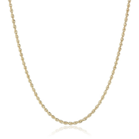 Hollow 14K Gold 2.5mm Diamond Cut Rope Chain Necklace (16" // 1.8g)