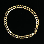 Hollow 18K Gold Cuban Chain Bracelet // 6.5mm // Yellow