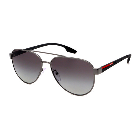 Prada // Men's PS54TS-SAV3M1 Aviator Sunglasses // Gunmetal + Gray Gradient