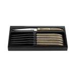 6-Piece Innovation Line Steak Knife Set // Oak Wood + Smooth Blade