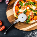 Acacia Wood Serving Board + Pizza Cutter