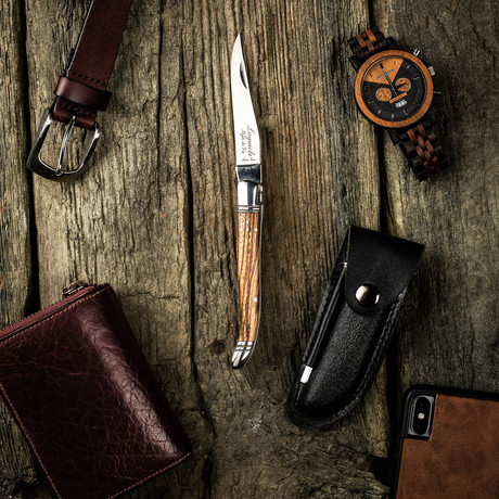 Luxury Line Pocket Knife // Zebrano Wood