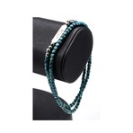 Hematite Cube + Stainless Steel Bead Bracelet // Teal