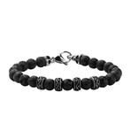 Skull + Lava Bead Bracelet // Black