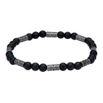 Hematite + Antique Steel Bead Bracelet // Black