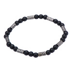 Hematite + Antique Steel Bead Bracelet // Black