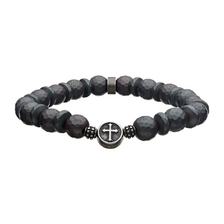 Hematite Stone Bracelet // Gray