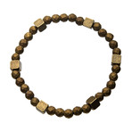 Hematite + Antique Brass Block Bracelet // Gold