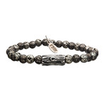 Matte Hematite Bead Bracelet // Steel