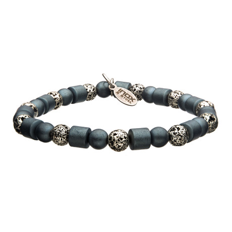 Matte Hematite Bead Bracelet // Gunmetal