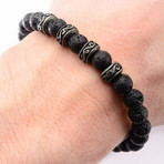 Skull + Lava Bead Bracelet // Black