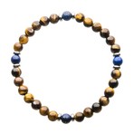 Tiger Eye Stone Bead Bracelet // Brown + Blue