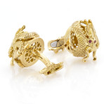 Montegrappa Mythical "Dragon" 18K Yellow Gold Cufflinks // Store Display