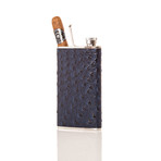 The Wingman Flask + Cigar Holder (Silver Ostrich)