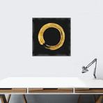 Gold Zen Circle On Black I // Ellie Roberts (26"W x 26"H x 1.5"D)