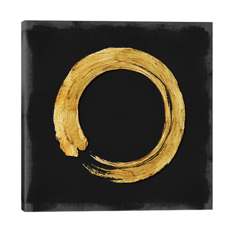 Gold Zen Circle On Black I // Ellie Roberts (26"W x 26"H x 1.5"D)