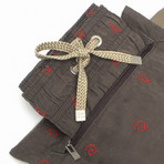 Kutuco Embroidered Swim Shorts // Brown + Red (L)