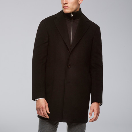 LeClaire Slim Fit Wool + Cashmere Overcoat // Black (US: 38R)