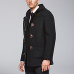 McCallister Wool Toggle Duffle Coat // Olive + Navy Plaid (XL)