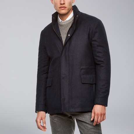 McGuire Straight Fit Wool Car Coat // Navy Melange (S)