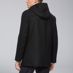 McCallister Wool Toggle Duffle Coat // Olive + Navy Plaid (XL)