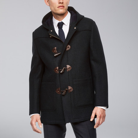 McCallister Wool Toggle Duffle Coat // Olive + Navy Plaid (S)