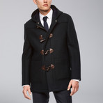 McCallister Wool Toggle Duffle Coat // Olive + Navy Plaid (XL)