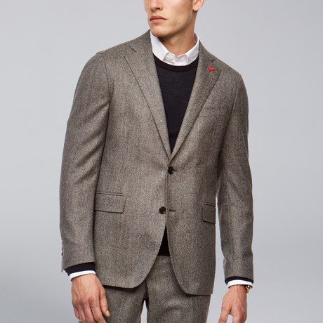 Winslo Slim Fit Wool Suit // Black + Gray Houndstooth (US: 38R)