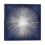 Silver Sunburst On Blue I // Abby Young (26"W x 26"H x 1.5"D)