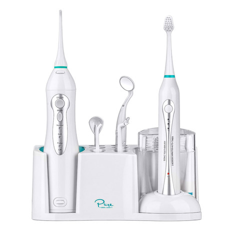 AquaSonic Complete Family Oral Care System // Electric Toothbrush Set + Smart Water Flosser