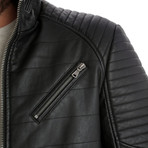 Ian Vegan Leather Moto Jacket // Black (M)