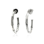 John Hardy Sterling Silver + Diamond Bamboo Earrings // Store Display