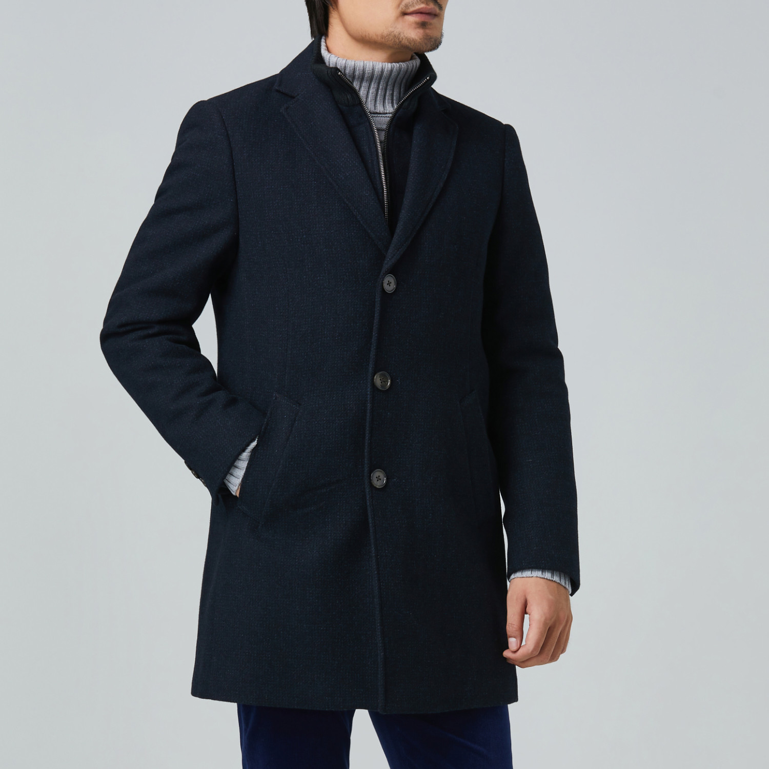 LeClaire Slim Fit Wool + Cashmere Overcoat // Navy (US: 44R) - Cardinal ...