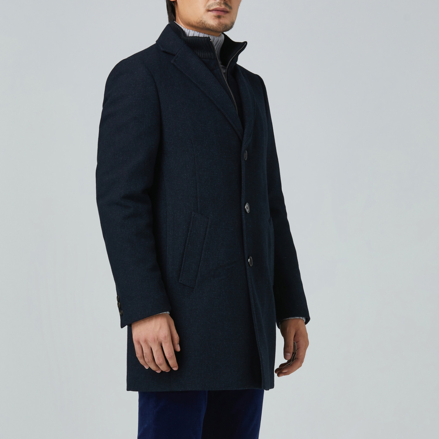LeClaire Slim Fit Wool + Cashmere Overcoat // Navy (US: 44R) - Cardinal ...