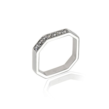 Gucci Bridal 18k White Gold Diamond Ring // Ring Size 4.5 // Store Display