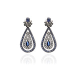 Damiani Regina Cleopatra 18k White Gold Diamond + Sapphire Earrings // Store Display