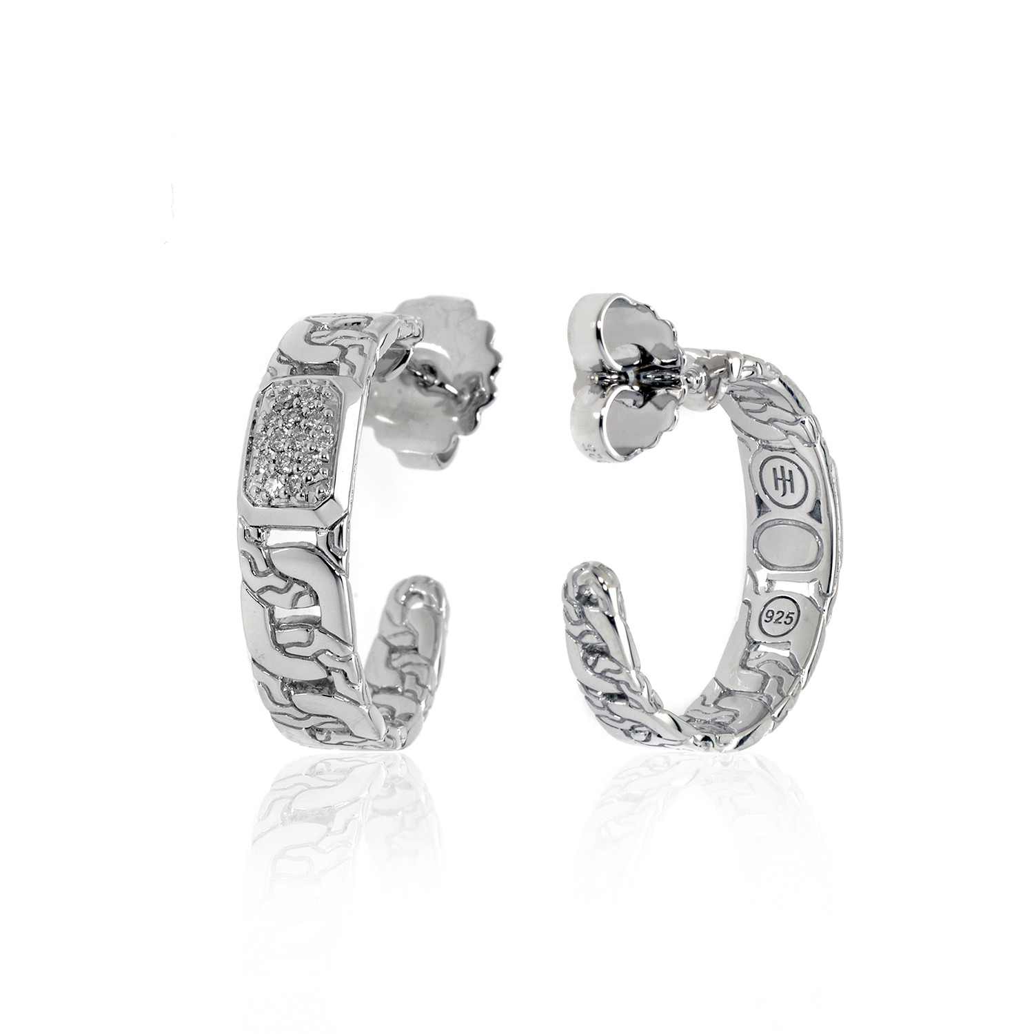 John Hardy // Sterling Silver Diamond Chain Earrings // Store Display ...