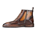 Men's Lace up Boots with Zipper // Brown (US: 7)