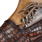 Cap Toe Lace up Boots // Croc Brown (US: 7)