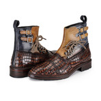 Cap Toe Lace up Boots // Croc Brown (US: 14)