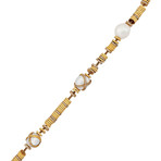 Baie De Anges 18k Yellow Gold + Diamond + Freshwater Pearl Necklace II // 17" // New