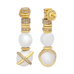 Baie De Anges 18k Yellow Gold + Diamond Freshwater Pearl Earrings II // New