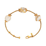 Baie Des Anges 18k Yellow Gold + Diamond + Freshwater Pearl Bracelet I // 7.5" // New