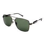 Balenciaga // Men's BB0116S-OO2 Square Aviator Sunglasses // Silver + Black
