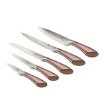 Limited Edition Knife Set + Stainless Steel Block // 6pcs // Metallic + Rose Gold