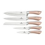 Limited Edition Knife Set + Stainless Steel Block // 6pcs // Metallic + Rose Gold