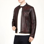 Oslo Leather Jacket // Claret Red (L)
