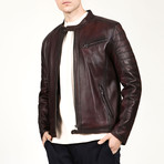 Oslo Leather Jacket // Claret Red (4XL)